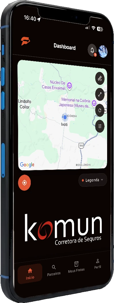 App Fretes, painel de rastreamento de cargas